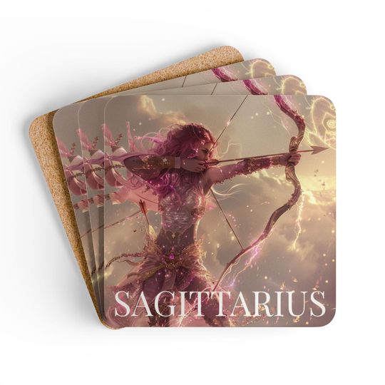 Discover Sagittarius Archer Goddess Ceramic Coaster Set | Zodiac Astrology Gift