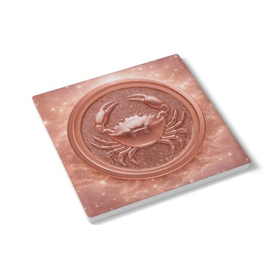 Cancer Zodiac Ceramic Coaster, Rose-Gold Water Sign Drink Coaster, Astrology Kitchen Accessory