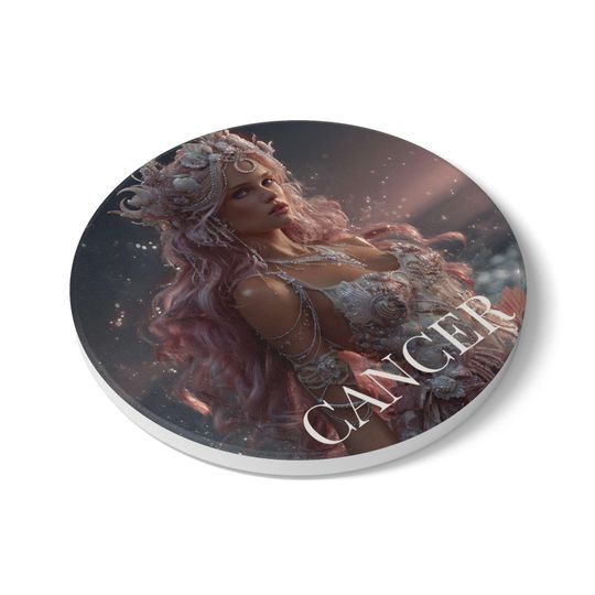 Discover Cancer Zodiac Ceramic Coaster | Ocean Goddess Astrology Gift