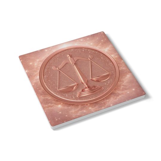Libra Ceramic Coaster | Rose-Gold Zodiac Collection | Astrology Drink Coaster | Air Sign Gift