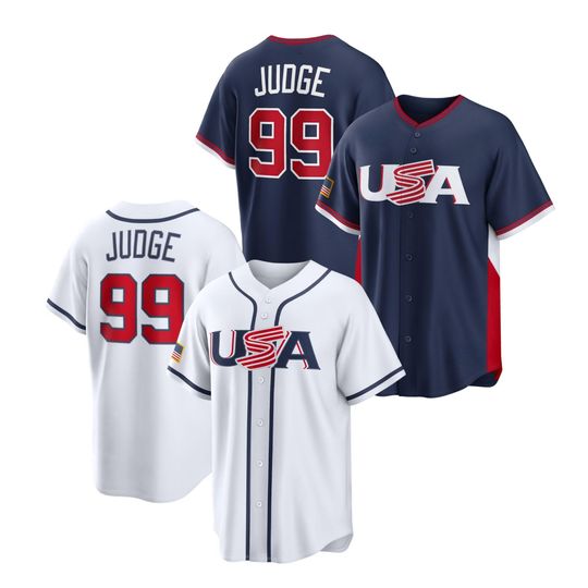 Discover Men's USA Baseball  Aaron Judge White/Navy 2026 World Baseball Classic Home Stadium Jersey
