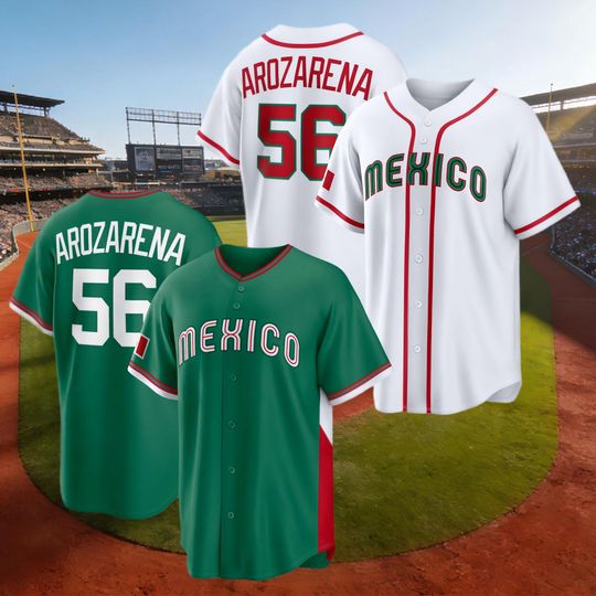 Discover Mexico Baseball #56 Randy Arozarena White/Green 2026 World Baseball Classic Jersey Men's/Youth