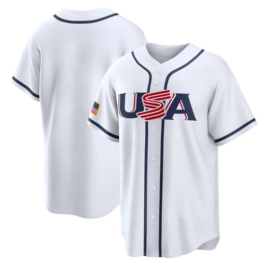 Discover WBCC USA Baseball Jersey White Customized Fan Shirt Man's Youth