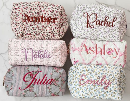 Personalized Make up Bag Embroidered Bridesmaid Gift
