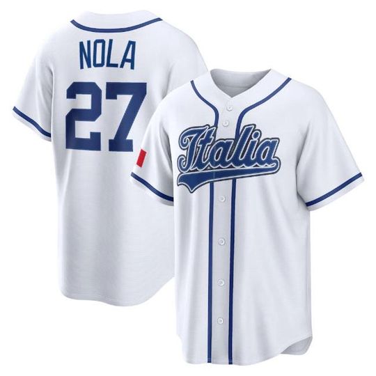Discover Man's Aaron Nola #27  Italy Baseball Jersey White Customized Fan Shirt