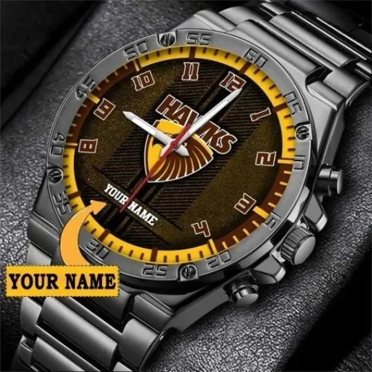 Discover Hawthorn Hawks Custom Name Steel Band Watch