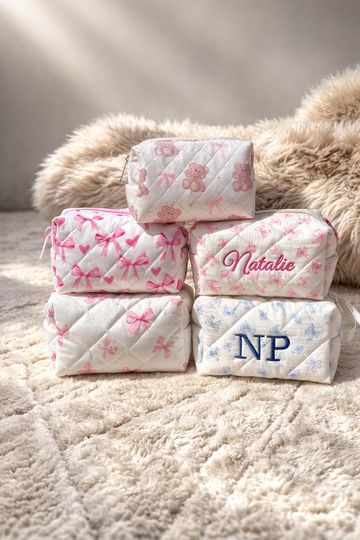 Discover Personalized Embroidered Makeup Bag, Custom Bridesmaid Gift