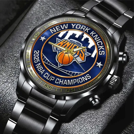 Discover Knicks 2025 Cup Champions Black Stainless Steel Band Watch