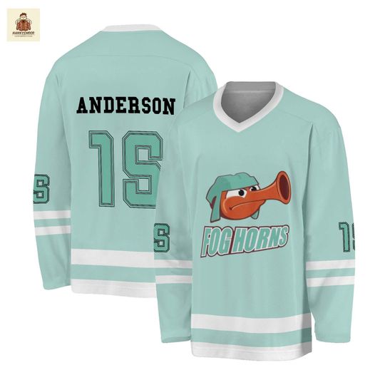 Discover Foghorns Hockey Jersey, Custom Name and Number Sportswear, Retro Cartoon Bird Jersey, Mudflap Foghorns Fan Gift, Funny Sea Bird Hockey Shirt