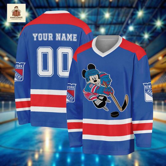 Discover Custom Mickey Hockey Jersey with Name and Number, Personalized Cartoon Sports Shirt for Fans, Embroidered Hockey Jersey