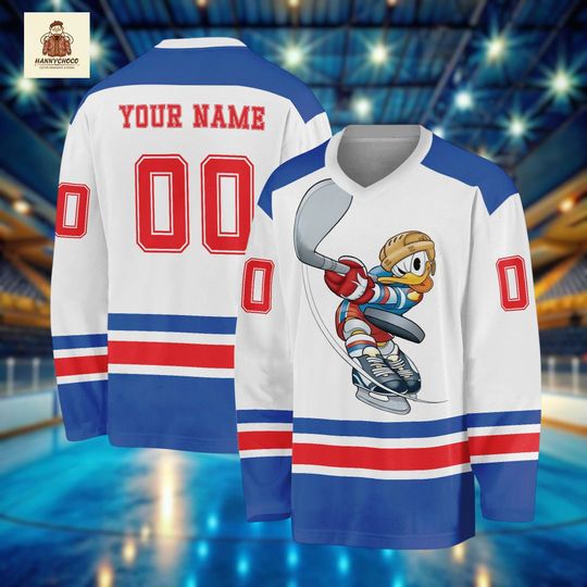 Discover Custom Hockey Jersey Donald Duck, Personalized Ice Hockey Shirt with Name and Number, Funny Duck Sportswear, Retro Hockey Fan Gift