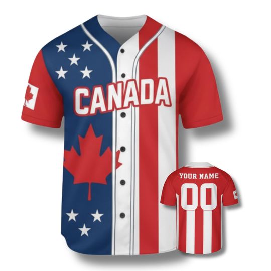 Discover Custom Canada Baseball Jersey Personalized Canadian Flag Shirt with Name and Number, Maple Leaf Fan Gift, Unisex Sports Top, Proud Jersey