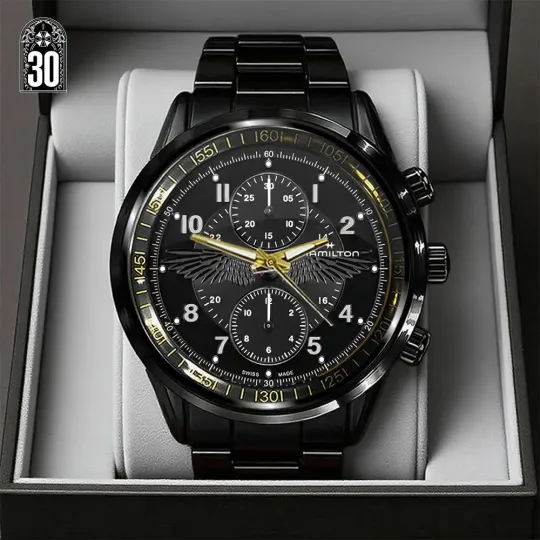 Discover Resident Evil Requiem x Leon Scott Kennedy Black Stainless Steel Watch