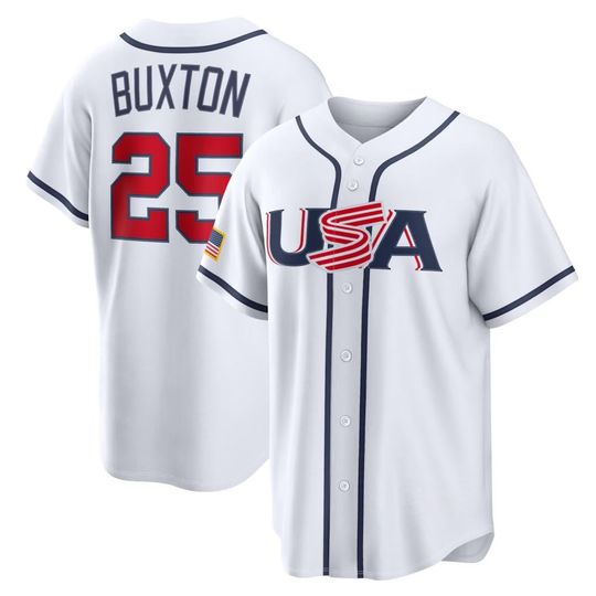 Discover Byron Buxton USA Jersey,White 2026 World Baseball Classic