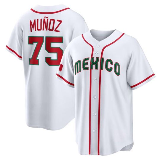 Discover Andrs Muoz Mexico Jersey,White 2026 World Baseball Classic