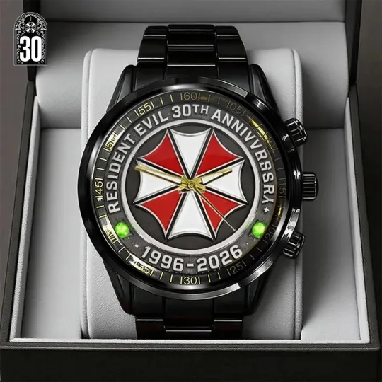 Discover Resident Evil 30th Anniversary Black Stainless Steel Watch 1966-2026