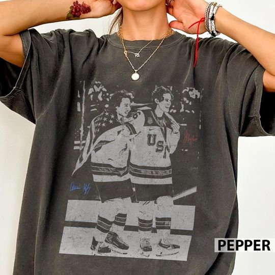 Discover Quinn Hughes Jack Hughes Brother Usa Champion Hockey Vintage Shirt