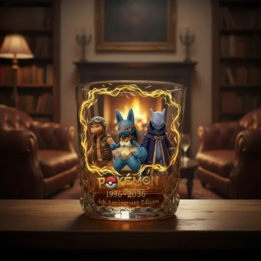 Lucario PKM 30Th Anniversary Whiskey Glass