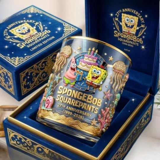 Spongebob Squarepants 1999 2026 27Th Anniversary Whiskey Glass
