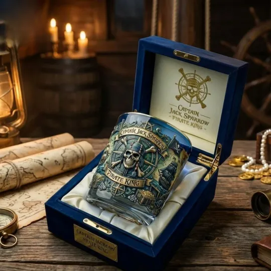 Discover Captain Jack Sparrow Pirate King Embossed Whiskey Glass