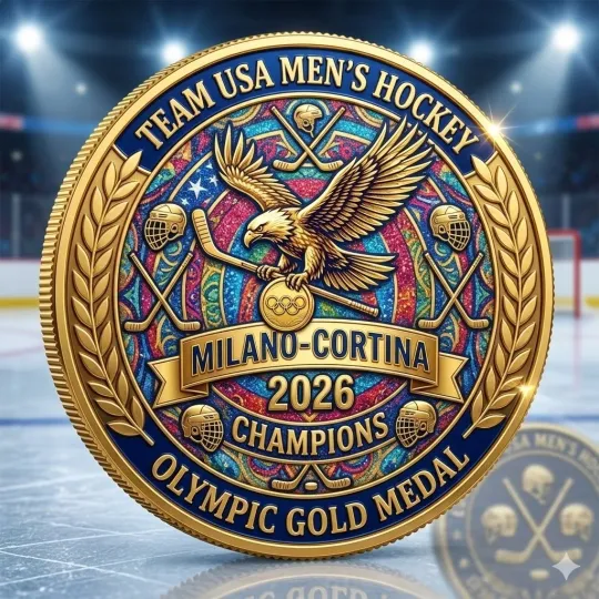 Discover Team USA Men's Hockey Olympic Gold Medal Coin