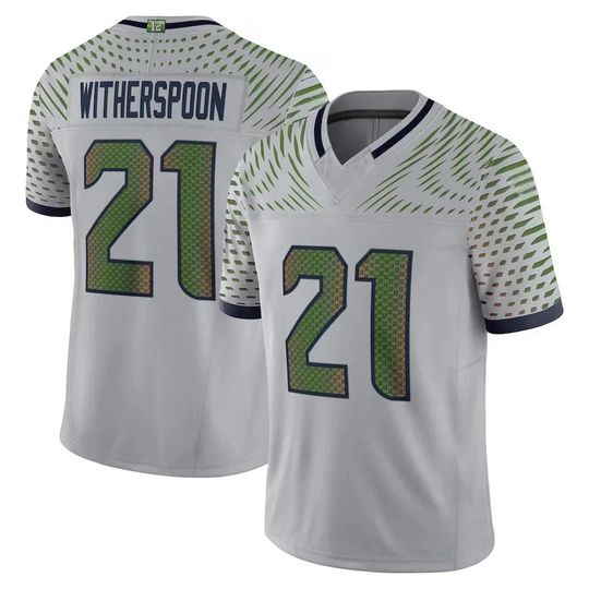 Discover Men's Seattle Jersey #21Devon Witherspoon Wolf Gray 2025 Rivalries Collection Game Limited Stitched Shirt