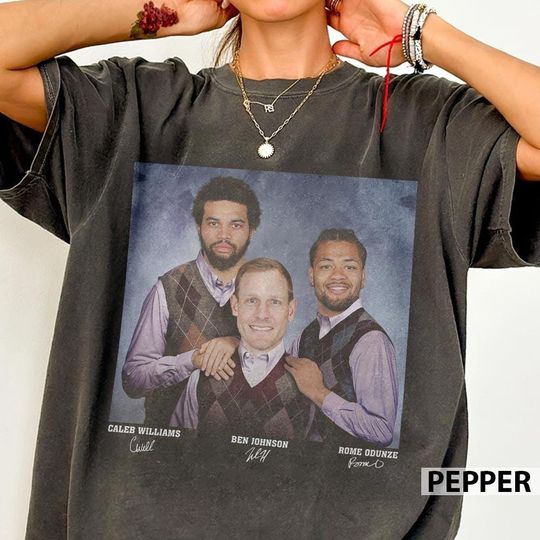 Discover Rome Odunze Caleb Williams Ben Johnson Football Shirt, Chicago Step Bros Comfort ColorTee, Funny Football Gift Unisex