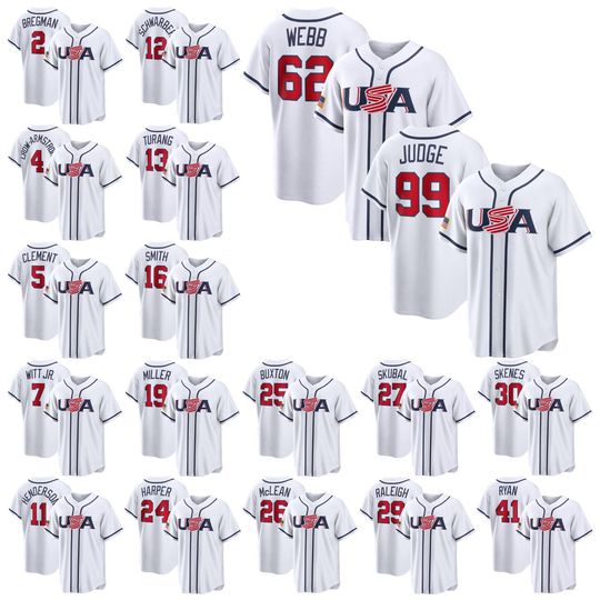 Discover Customized Jerseys Men's USA Baseball White 2026 World Baseball Classic Fan Personalized Name Number Shirt