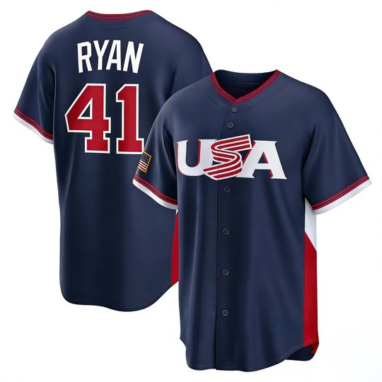 Discover USA Baseball Joe Ryan Jersey,Navy 2026 World Baseball Classic,Fan Name Number Shirt,Men/Youth Size,Custom Jersey