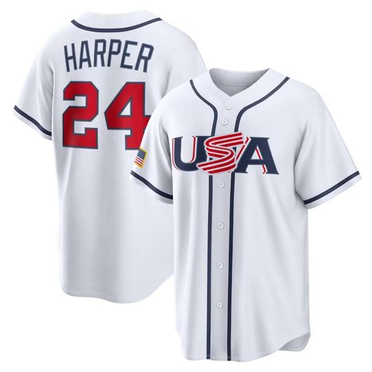 Discover USA Baseball Bryce Harper Jersey,White 2026 World Baseball Classic,Fan Name Number Shirt,Men/Youth Size,Custom Jersey