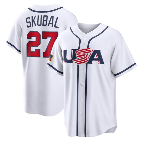 Discover USA Baseball Tarik Skubal Jersey,White 2026 World Baseball Classic,Fan Name Number Shirt,Men/Youth Size,Custom Jersey