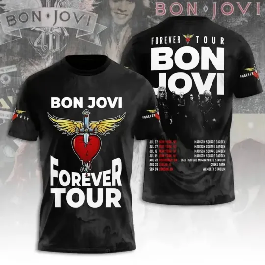Discover Bon Jovi 3D shirt forever tour 2026