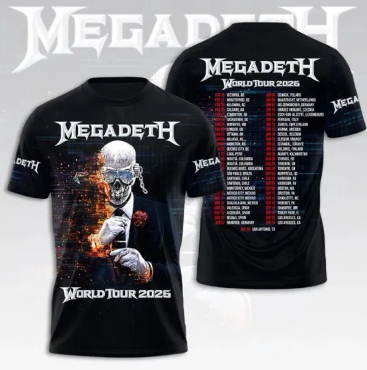 Discover Mega*Deth 2026 World Tour Unisex 3D T-Shirt