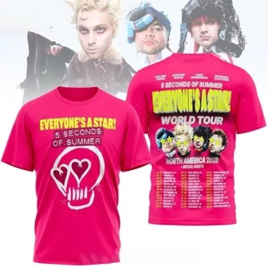 Discover Hot 5 Seconds Of Summer World Tour North America 2026 T-Shirt