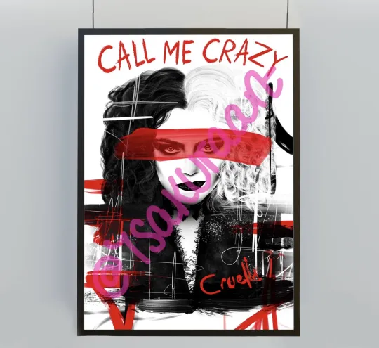 Discover Cruella DeVil Art Print Poster for Home & Living - Premium Matte Vertical Poster featuring Emma Stone from Cruella Movie