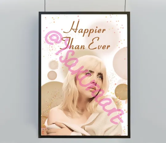 Discover Billie Eilish Happier Than Ever Album Poster, Billie Eilish Art Print Poster