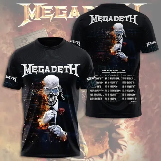 Discover New Megadeth Band The Farewell 2026  Gift For Fans 3D T-shirt