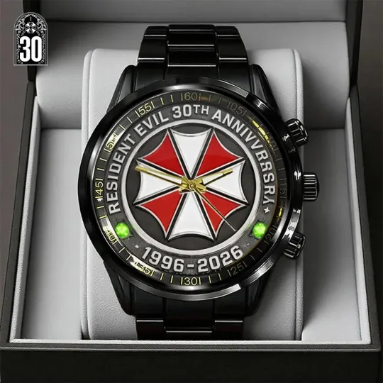 Discover Resident Evil 30th Anniversary Black Stainless Steel Watch