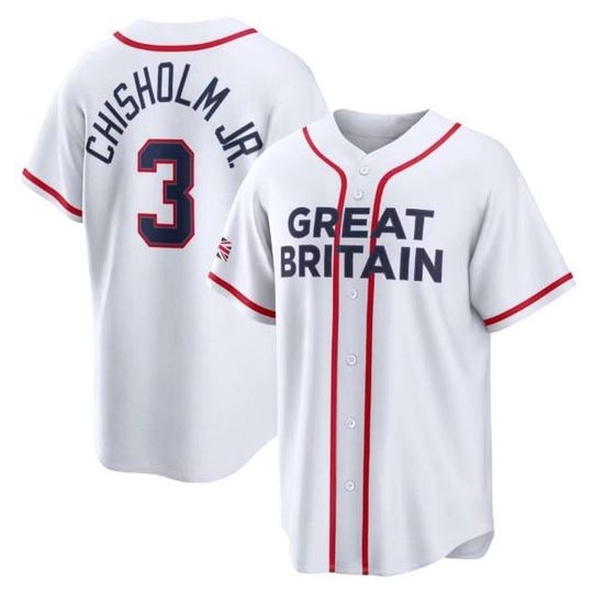 Discover Jazz Chisholm Jr. Great Britain Jersey,White 2026 World Baseball Classic