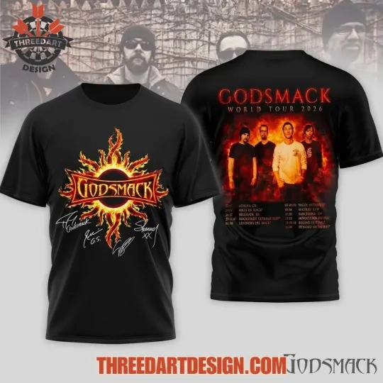 Discover Hot New Godsmack Band World Tour 2026 Black S to 6XL 3D Shirt CK317