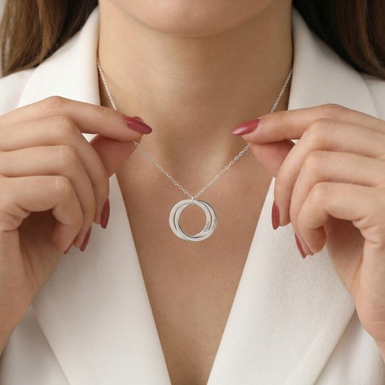 Interlocking Circle Necklace, Minimalist Double Circle Pendant, Unity Jewelry for Her