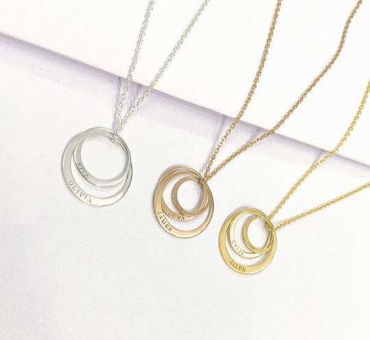 Sterling Infinity Necklace: Personalized Interlocking Circle Necklace