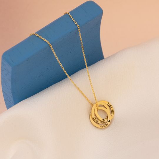 Personalized Interlocking Circle Necklace - Custom Name Rings