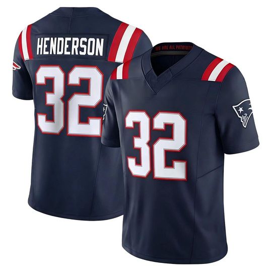 Discover TreVeyon Henderson #32 Men New England Navy Jersey