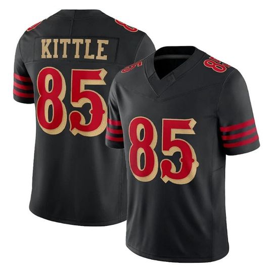 Discover Men San Francisco #85 George kittle Black 2025 Rivalries Collection Jersey