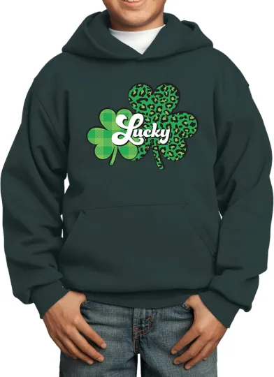 Discover St Patrick's Day Kids Hoodie with Lucky Green Shamrocks