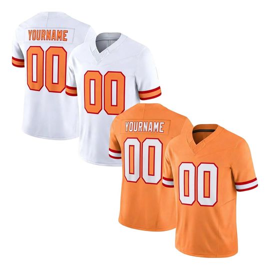 Discover Men's Custom Professional Team Tampa Bay Orange/White Football Jersey Personalized Name Number