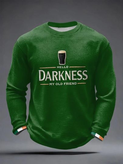 Hello Darkness My Old Friend Waffle Shirt, Funny Irish Beer Lover Waffle Long Sleeve