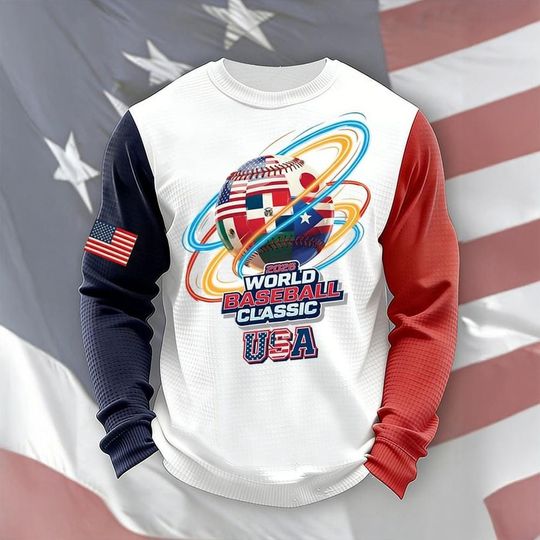 USA Baseball Classic 2026 Waffle Long Sleeve Shirt, Team USA Score Merch