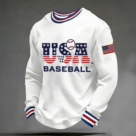 2026 USA World Baseball Classic Waffle Long Sleeve Shirt, Team USA Baseball Fan Apparel